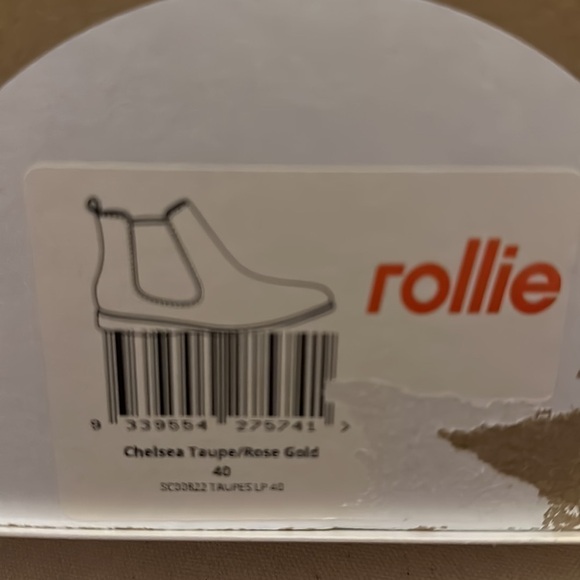 Rollie Chelsea Taupe Suede with Rose Gold Gusset Comfy Boot Size 40 - NWT - Picture 13 of 13
